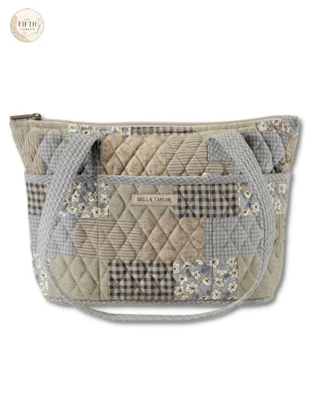 Quilted Cotton Shoulder Tote Bag Lightweight Women's Purse with Pockets